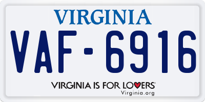VA license plate VAF6916