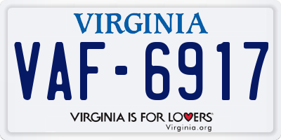 VA license plate VAF6917