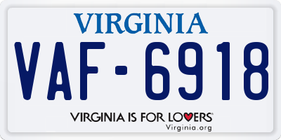 VA license plate VAF6918