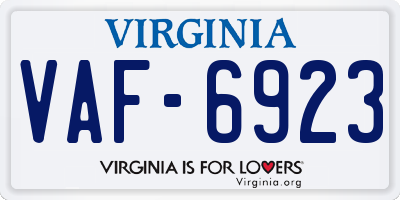 VA license plate VAF6923