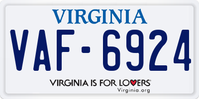 VA license plate VAF6924
