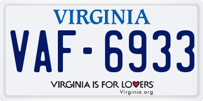 VA license plate VAF6933