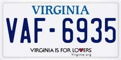 VA license plate VAF6935