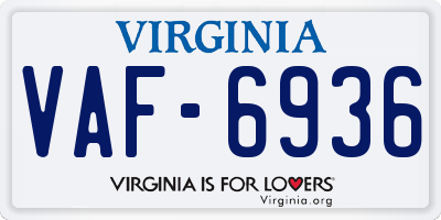 VA license plate VAF6936