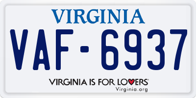 VA license plate VAF6937