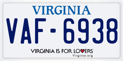 VA license plate VAF6938