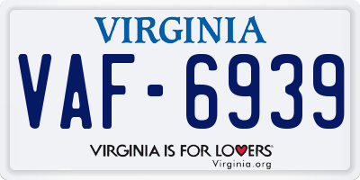VA license plate VAF6939