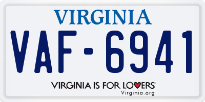 VA license plate VAF6941