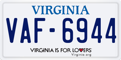 VA license plate VAF6944