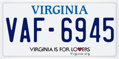VA license plate VAF6945
