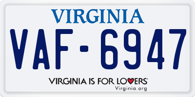 VA license plate VAF6947