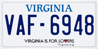 VA license plate VAF6948