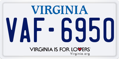 VA license plate VAF6950