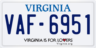 VA license plate VAF6951