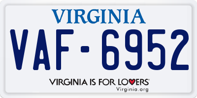 VA license plate VAF6952