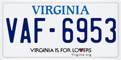 VA license plate VAF6953