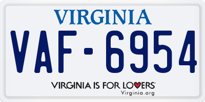 VA license plate VAF6954