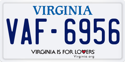 VA license plate VAF6956