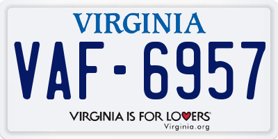 VA license plate VAF6957
