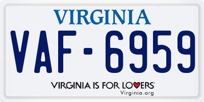 VA license plate VAF6959