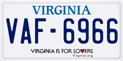 VA license plate VAF6966