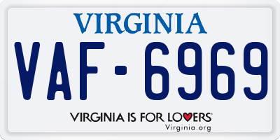 VA license plate VAF6969