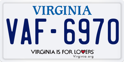 VA license plate VAF6970