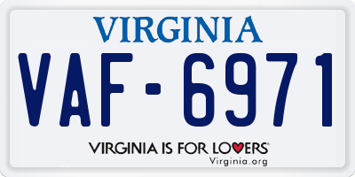 VA license plate VAF6971