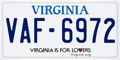 VA license plate VAF6972