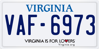 VA license plate VAF6973