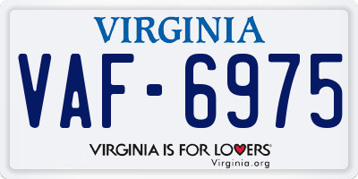 VA license plate VAF6975