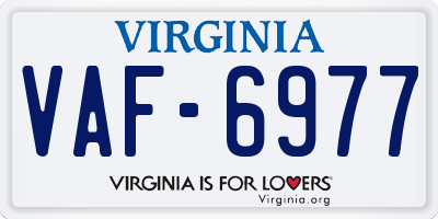 VA license plate VAF6977