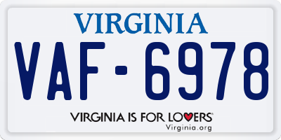 VA license plate VAF6978
