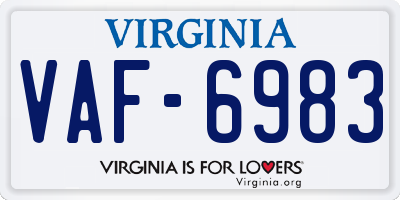 VA license plate VAF6983