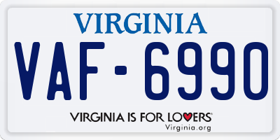 VA license plate VAF6990