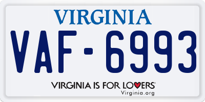 VA license plate VAF6993