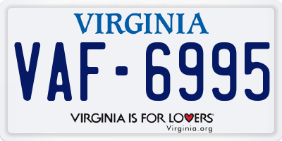 VA license plate VAF6995
