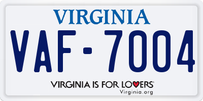 VA license plate VAF7004