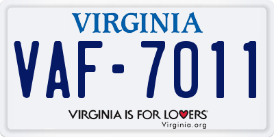 VA license plate VAF7011