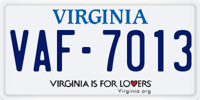 VA license plate VAF7013