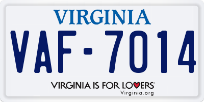 VA license plate VAF7014