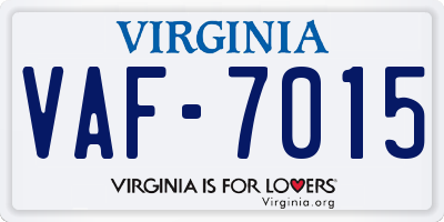 VA license plate VAF7015