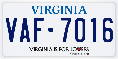 VA license plate VAF7016