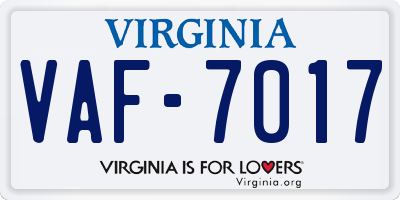VA license plate VAF7017
