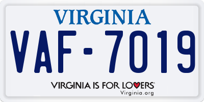 VA license plate VAF7019
