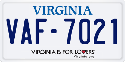 VA license plate VAF7021