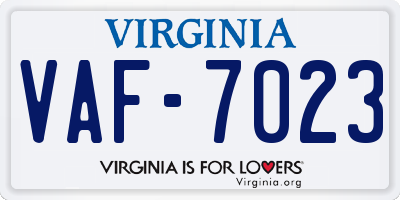 VA license plate VAF7023