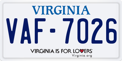 VA license plate VAF7026