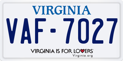 VA license plate VAF7027