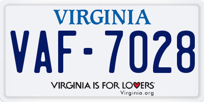 VA license plate VAF7028
